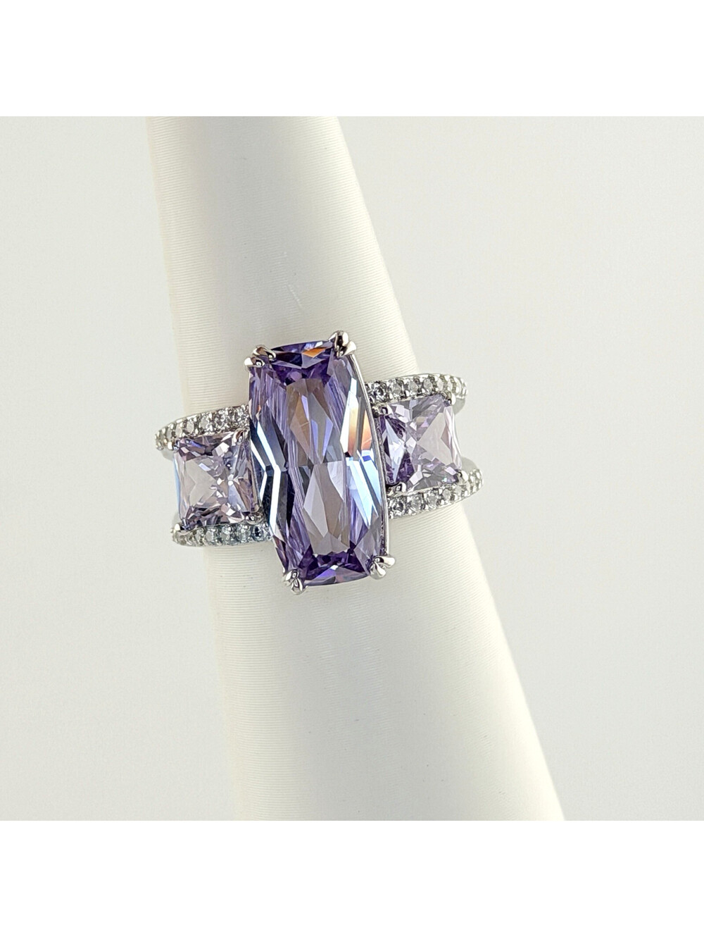 Bomb Party Ring Sz 8 "Chasing Sparkling Memories" Lavender Topaz on Rhodium